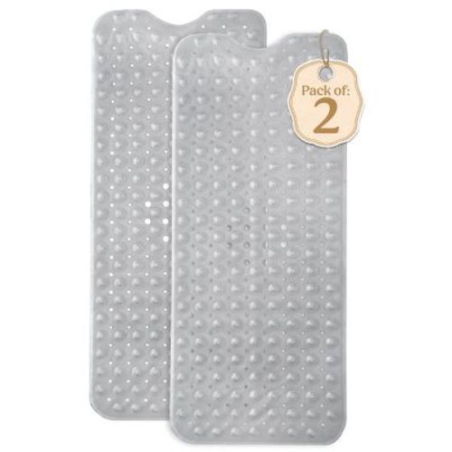 Non Slip Bathtub And Shower Mats 40x16 Extra Long Bath Tub Mat With Suction Cups & Drain Holes - Lux Decor Collection