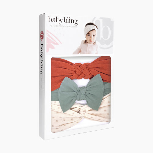 Baby Bling The Three Amigas Headband Bow Gift Set (3 Pack) - Sag/Clay/Oatmeal