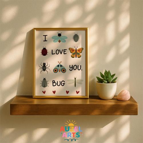 I Love You Bug Art Print: Colorful Wall Decor for Nursery, Children’s Bedroom, or Playroom