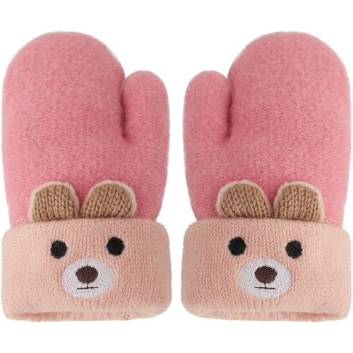 Holiberty Toddler Kids Warm Winter Gloves Cute Infant Baby Boys Girls Thick Fleece Lined Full Finger Ski Snow Gloves Mittens