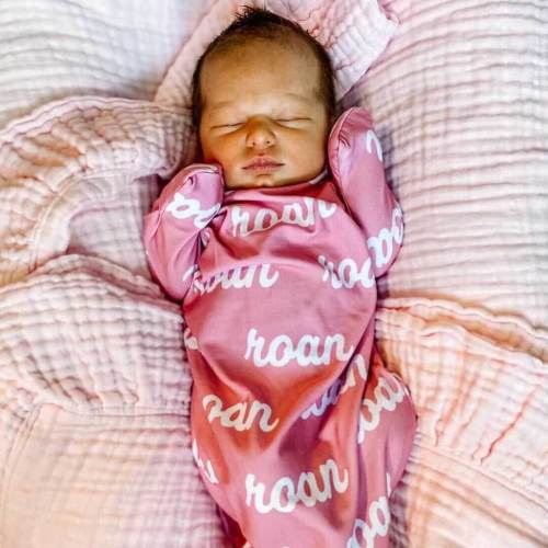 Solid Mauvelous Personalized Newborn Baby Knot Gown