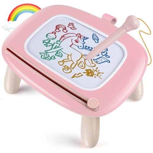 Smasiagon Toddler Toys Age 1-2 Year Old Boys Girls, Magnetic Drawing Doodle Board Pad Educational Learning Toys for 1 2 3 Year Old Boys Girls Gifts Birthday Party (Soft Pink)