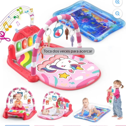 WonderStone 2 in 1 Baby Gym Playmat, Tummy Time Water Mat with 5 Infant Sensory Toys & Play Piano, Boys and Girls Newborn Gift 0-12 Month (Blue)