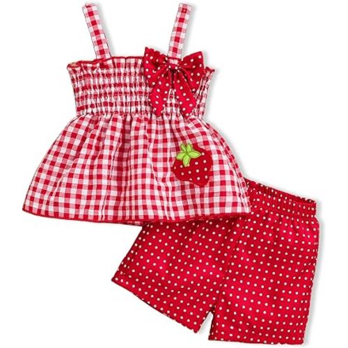 Doresbebe Toddler Girl Clothes Baby Girl Summer Outfits Ruffle Sleeveless Shirts Tops Shorts Set for Girl Clothing