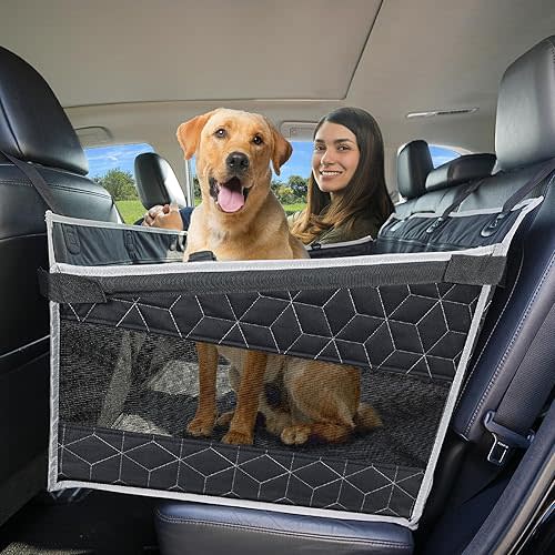 Large Dog Car Seat, Dog Hammock for Cars Hard Bottom Holds 110lbs Back Seat Extender for Truck Medium Sized Puppy, Anti-Scratch Dogs Bed for Car, Pet Travel Accessories Hammock for SUV