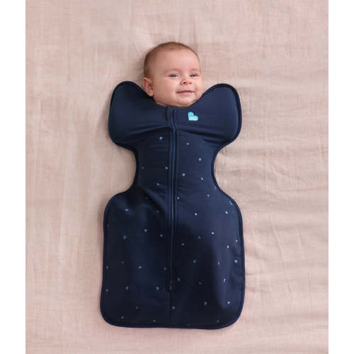 Swaddle Up™ 1.5 TOG Cotton Fleece Navy Twinkle Embroidery