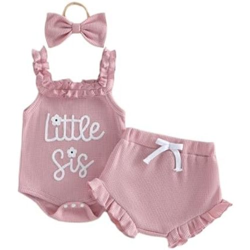Baby Girl Clothes Infant Sleeveless Romper Bodysuit + Ruffle Bloomers Shorts+Headband Newborn Summer Outfits Set