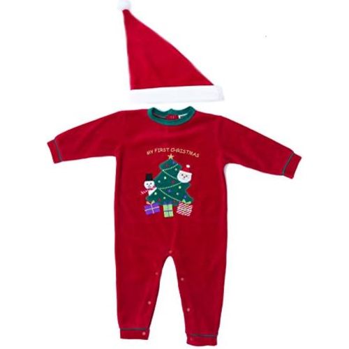 Just Love Christmas Coverall for Baby & Infant with Matching Santa Hat