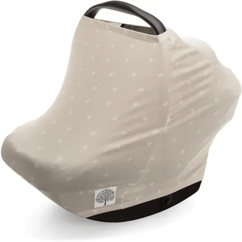 Parker Baby 4 in 1 Car Seat Cover for Girls and Boys - Stretchy Carseat Canopy, Nursing Cover, Grocery Cart Cover, High Chair Cover - "Desert"