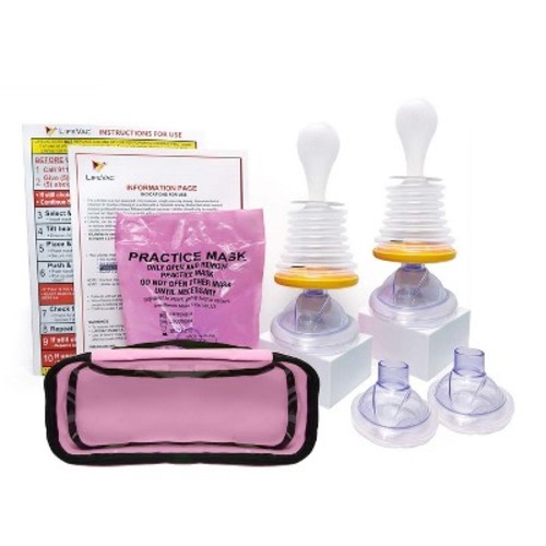 LifeVac Home & Pink Travel Kit Combo - Portable Suction Rescue Device, First Aid Kit for Kids and Adults, Airway Suction for Children and Adults