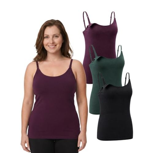 Under Control 3 Pack Maternity Nursing Tops & Tees Breastfeeding Tanks Top Camis with Support Bra