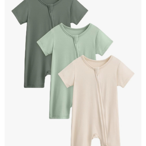 Bamboo Short Sleeve Newborn Summer Clothes 2-Way Zipper 9-12M
