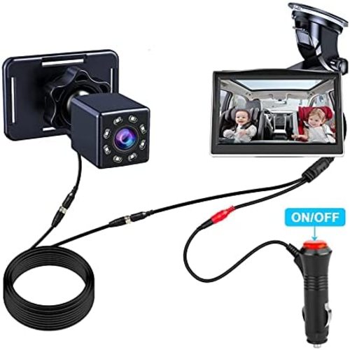 ACETOP Baby Car Mirror, 5 inch Baby Mirror for Car, 360° Adjustable Car Seat Mirror Camera with 150° Wide Clear Viewing Infant, HD Night Vision, Shockproof Back Seat Baby Monitor for Rear Facing Kids