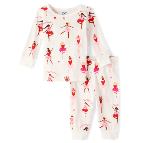 Baby And Toddler Girls Ballerina Snug Fit Cotton Pajamas - White