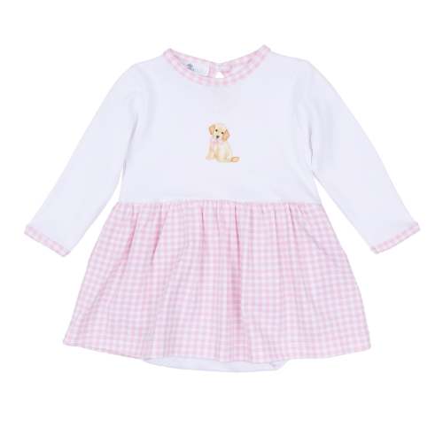 Sweet Golden Hand-Embroidered Ruffle Skirted Bodysuit