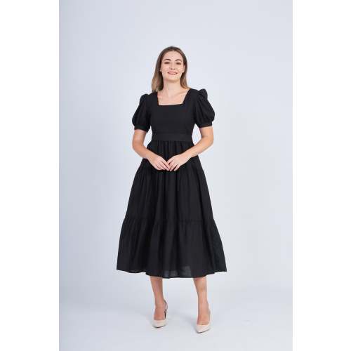 Versa Cotton Dress with Nursing Zippers in Black