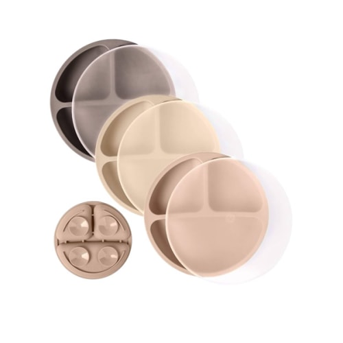 WeeSprout Suction Plates with Lids for Babies & Toddlers - 100% Silicone, Dinnerware Stays Put, Divided Design for Picky Eaters, Microwave & Dishwasher Friendly, 3 Pack