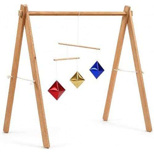 Wooden Montessori Baby Play Gym Frame, Foldable Beech Wood Baby Activity Gym Stand, Natural Nursery Gym, Portable Baby Gym Frame