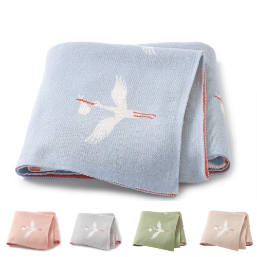 Crane Knitted Blanket
