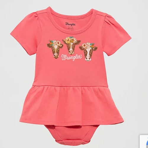 Baby Girl's Short Sleeve Logo Skirted Bodysuit | SALE | Wrangler®