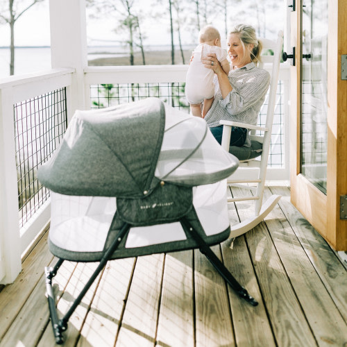 Baby Delight Slumber Deluxe Rocking Bassinet - Charcoal Tweed