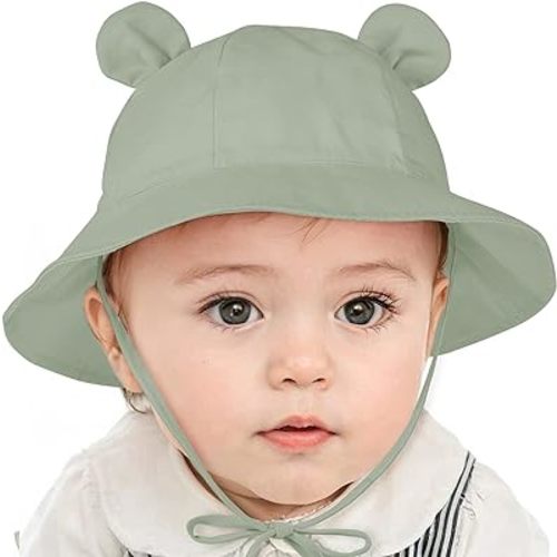 Zando Baby Sun Hat Newborn UPF 50+ Wide Brim Toddler Bucket Hat for Boys Girls Hats Adjustable Summer Beach Caps 0-4 Years