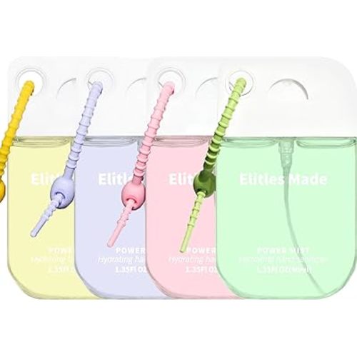 Hand Sanitizer Spray, 4Pack Spray Hand Sanitizer Travel Size With Cute Keychain, Scented Power Hydrating for Gifts, 1.35FL.OZ (Rose,Lily of the valley,Vanilla,Lavender