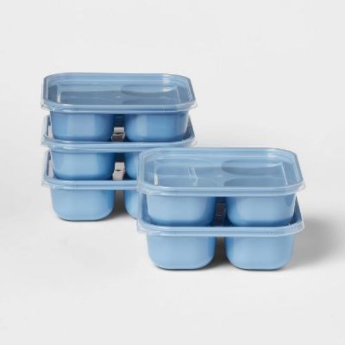 10pc (Set of 5) Plastic Divided Snack Food Storage Container Set Blue - Room Essentials™