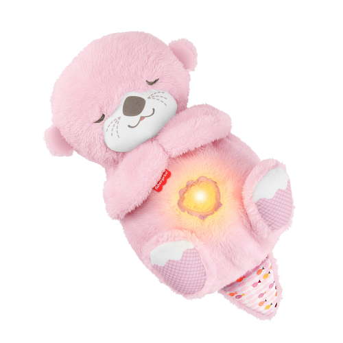 Fisher-Price Soothe 'n Snuggle Otter, Pink Plush Baby Toy, Sound Machine with Breathing Motion