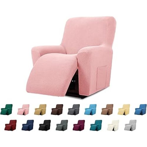 Cupuamon Recliner Chair Covers,Lazy Boy Recliner Covers Stretch Reclining Covers 1 Piece Furniture Protector with Elastic Bottom for Dog,Kids-Dusty Pink