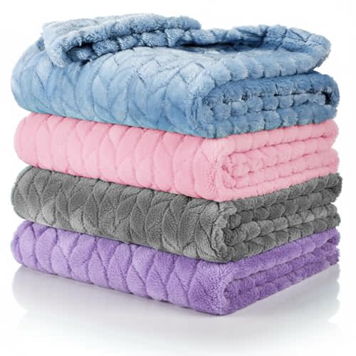 Frienda 4 Pcs Baby Fuzzy Blanket Fluffy Baby Blanket for Boys Girls Soft Warm Infant Newborn Toddler Receiving Nursery Bed Supplies, 32 x 24 Inch(Elegant Color)