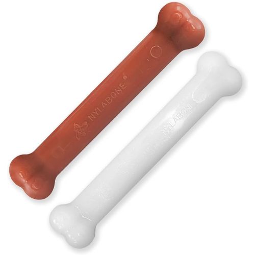 Nylabone Power Chew Original Bone Dog Toys, Chicken & Bacon Flavor, 2 Count | Large breeds, durable chew toys, discourages destructive chewing, long lasting, flavor throughout, for dogs up to 50 pounds