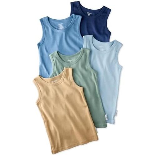 Malone 5-Pack Toddler Tank Top Undershirts 100% Organic Cotton for Toddler Boys and Girls