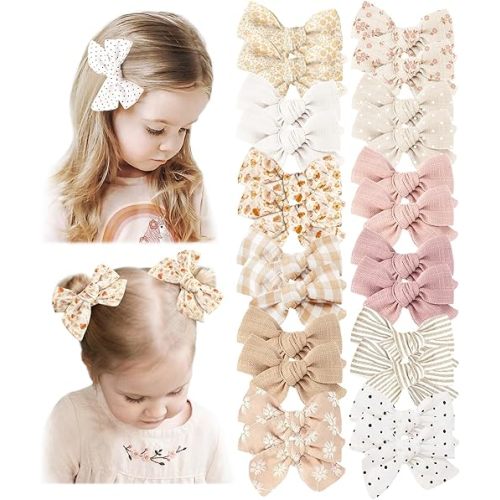 Niceye 24 PACK Baby Girl Hair Clips Set, Hair Bows Barrettes Handmade Accessories Alligator Clip for Babies Infant Toddlers Kids in Pairs