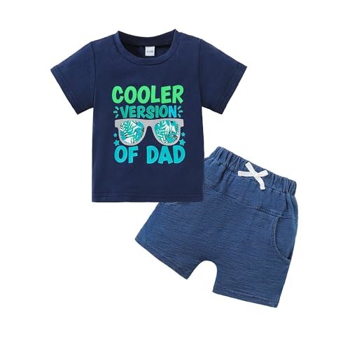 Jecson Baby Boy Summer Clothes Toddler Boy Outfits Letter Print Short Sleeve T-Shirt Denim Shorts Clothing Set 6M-4T