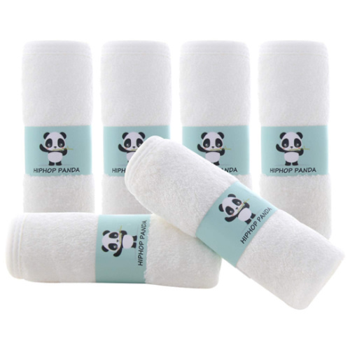 HIPHOP PANDA Baby Washcloths, Rayon Made from Bamboo - 2 Layer Ultra Soft Absorbent Newborn Bath Face Towel - Reusable Baby Wipes for Delicate Skin - White, 6 Pack