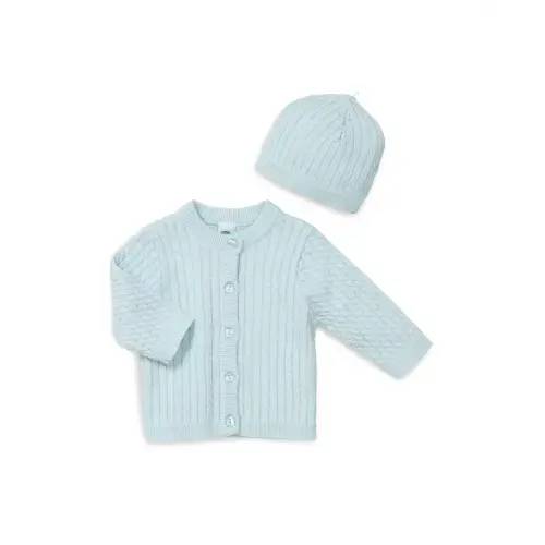 Unisex Cable-Knit Cardigan & Hat Set - 3M - Baby