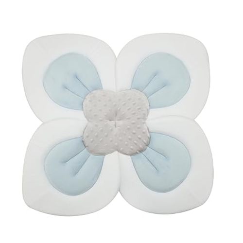 PandaEar Baby Bath Pad for Infant Newborn | Soft Flower Petals for Sink Bathtub Essentials Shower Gift (Blue)