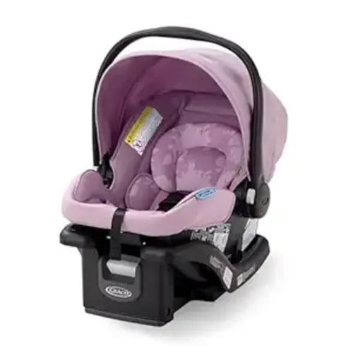 Graco SnugRide Lite LX Infant Car Seat, Lightweight Rear-Facing Seat for Babies 4–30 lb, 4-Position Adjustable Base, Latch Installation & ProtectPlus Engineered, Lilac Mod