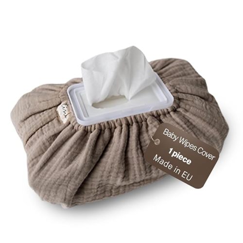 Baby Wipes Cover – Universal Size, One Size Fits All Wipes Packages | Muslin Cotton Tissue Cover for Nursery, Diaper Bag & Changing Table, Station | Gingham & Neutral Patterns (Sand)