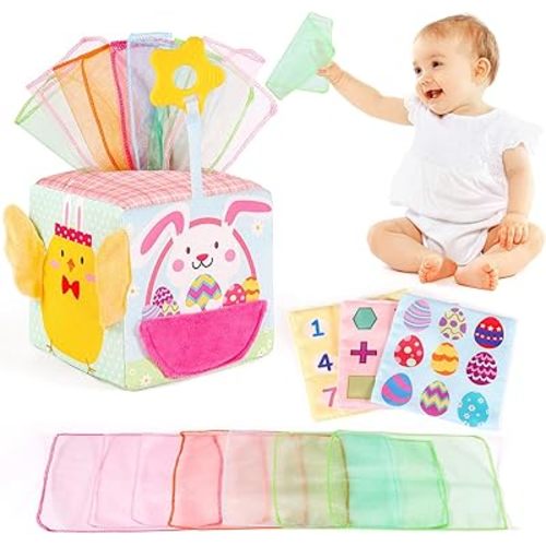 Easter Baby Toys Montessori Toys Baby Tissue Box Toy for Babies 3 6 9 Months, Easter Gifts, Easter Basket Stuffers for Babies