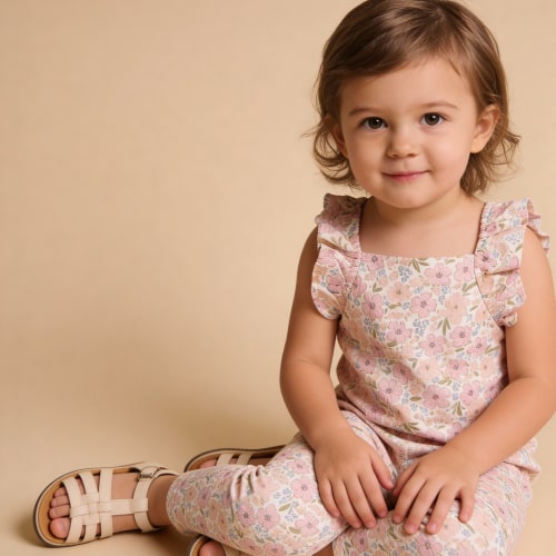 Organic Flutter Romper - Peony