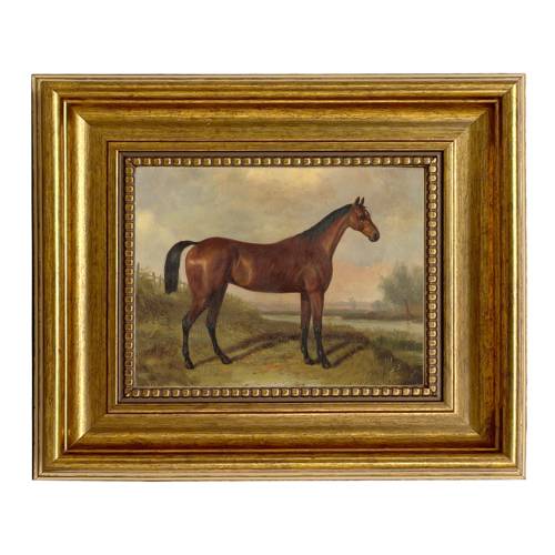 Hunter In a Landscape After William Barraud Framed Oil Painting Print on Canvas, Framed Horse Print, Equestrian Print, Equestrian Wall Art