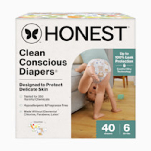 The Honest Company Clean Conscious Disposable Diapers Size 6-7 - So Delish + It's A Pawty, Size 6, 40 Count