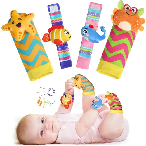 URMYWO Wrist Rattles for Baby, Rattle Socks, Baby Toys for 0-12 Months