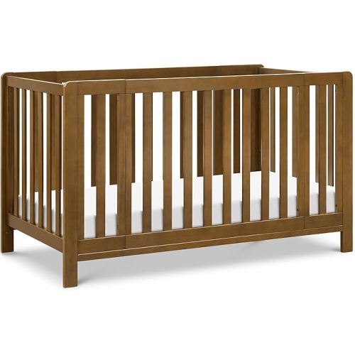 Carter's by Davinci Colby Grow 6-in-1 Convertible Crib - Converts to Portable Bassinet, Full-Size Baby Crib w/Removable Wheels, Toddler Bed, Junior, Full-Size Bed - GREENGUARD Gold Certified - Walnut