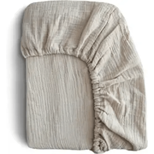 mushie Extra Soft Muslin Fitted Crib Sheet | 28"x 52" (Fog)