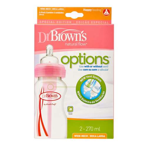 9oz/270ML PP OPTIONS W/N BOTTLE PINK 2-PACKS