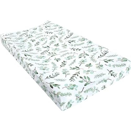 Hudson Baby Unisex Baby Changing Pad Cover, Eucalyptus, One Size