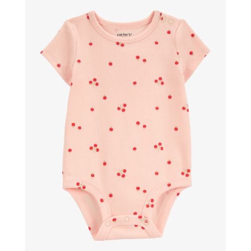 Baby Tomato Print Ribbed Short-Sleeve Bodysuit - Pink - Carter's | Carter's